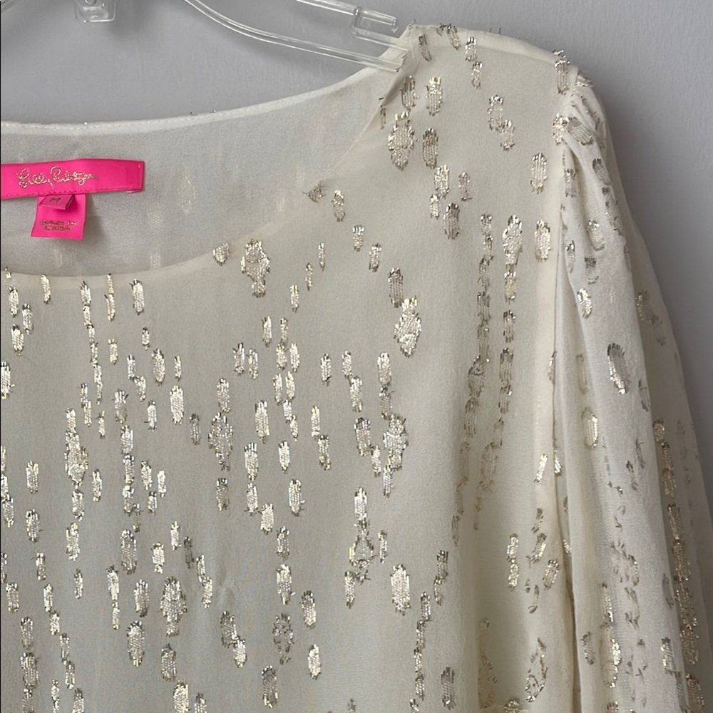 Lilly Pulitzer Idina Long Sleeve Silk Top View 3